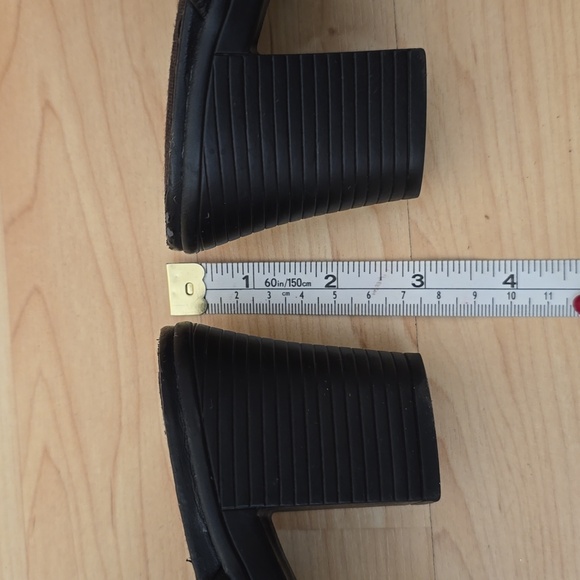 Clarks Bendables Black Leather Mules Block Heels Size 7.5M - Picture 6 of 8